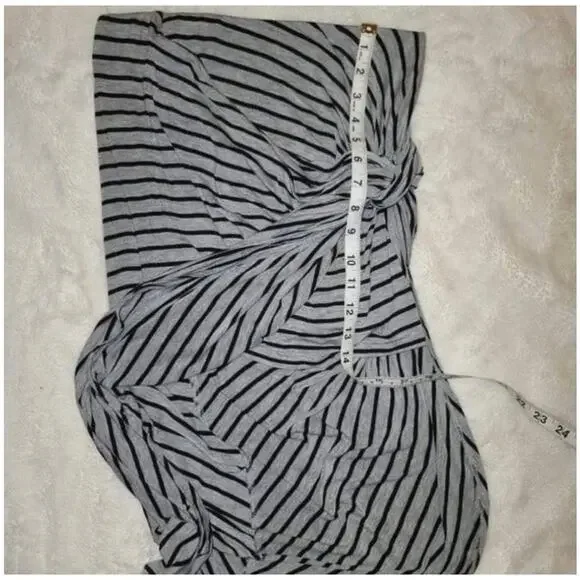 HYFVE Gray Black Striped Wrap Around Twist Front Mini Skirt Size Medium - Picture 8 of 10